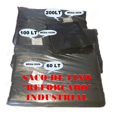 Imagem de Saco para Lixo Saco de Lixo 200 Litros Reforçado Preto 200L Fardo 5KG Aproximadamente 30 Unidades