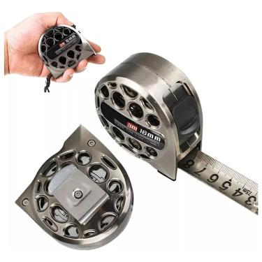 Imagem de Régua Métrica Retrátil Anticorrosiva à Prova D'água Aço Inoxidável 3 Metros Cinza OEM