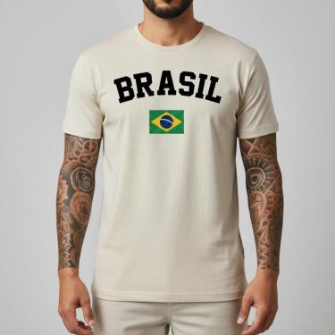 Imagem de Camiseta Masculina Torcida Brasileira Oficial Seleção 100% Algodão Original Brasil Somo...