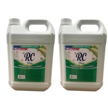 Imagem de Kit Lava Roupa Sabão Líquido Verde RC 2 Galões 10 LT - RC Produtos De 