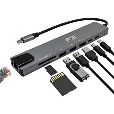 Imagem de Hub Adaptador Type-c 8 em 1 Para HDMI - Type-c - USB 3.0 - USB 2.0- Mi