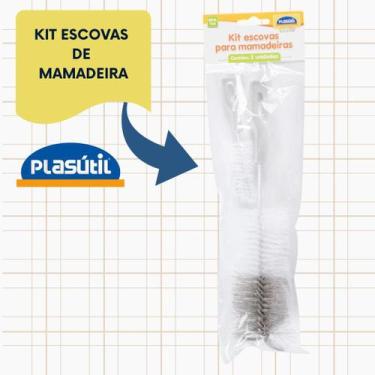 Imagem de Kit com 2 escovas lava mamadeira plasutil