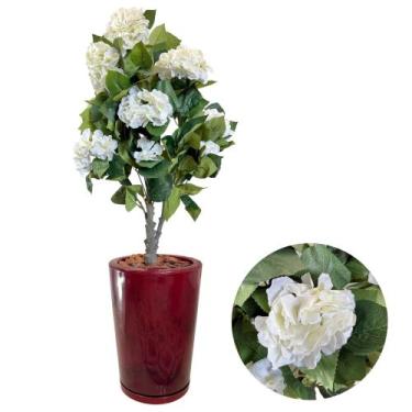 Imagem de Planta Hortência Artificial Realista Completa Vaso Arranjo - Flor Imp