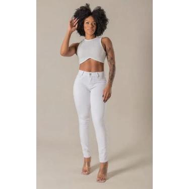 Imagem de Calça Branca Feminina em Sarja Básica Casual - Bivik Jeans, Branco, 38