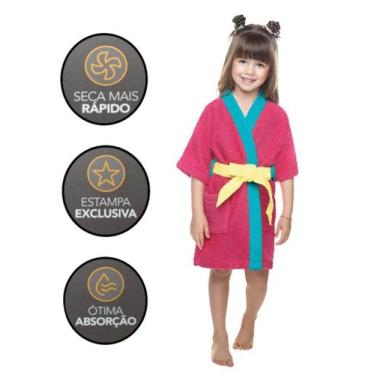 Imagem de Roupão Felpudo Infantil Quimono Colorê Menina, Rosa, P