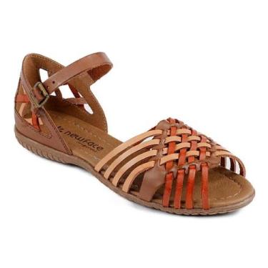 Imagem de Sandália Flat New Face Fechada Feminina Telha Mix NEW FACE - Marrom, 3