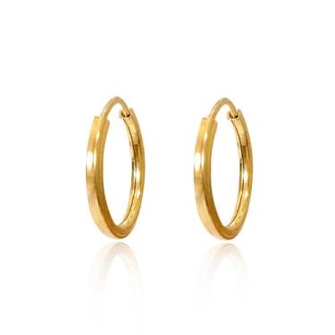 Imagem de Brinco Argola Infantil Mini 10mm Fio Quadrado Ouro 18k 750 c/ Estojo e