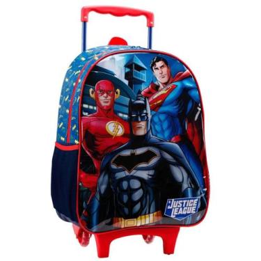 Imagem de Mochila Liga da Justiça Batman Super Homem e Flash Escolar com Rodinha
