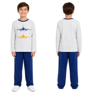 Imagem de Pijama de inverno infantil menino de malha blusa e calça - Uze Fashion