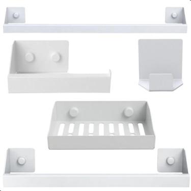 Imagem de Kit Acessórios Para Banheiro Branco 5 Peças Master Slim DF - MetalCrom