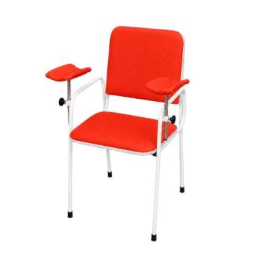 Imagem de Cadeira Coleta Sangue Braço Lateral Reforçada Obeso Vermelha - Metal S