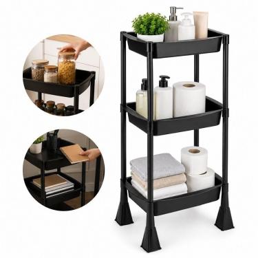Imagem de Prateleira Organizadora Modular 3 Andares Plástica Multiuso para Banheiro Cozinha Lavanderia 37,5CM