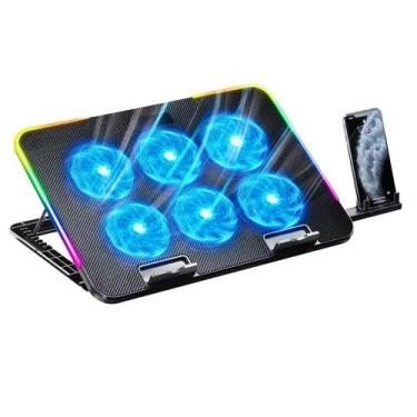 Imagem de Base Suporte Ventilador De Notebook 2 Porta USB 6 Cooler RGB Suporte I