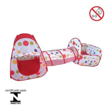 Imagem de Barraca infantil toca túnel e piscina bolinhas bw158 cor: vermelho - I