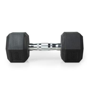 Imagem de Halter 8kg Emborrachado Sextavado Cromado Dumpbell Academia - PHELPS M