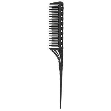 Imagem de Escova de cabelo profissional pente de cabeleireiro antiestática salão escova de cabelo pente barbeiro ferramentas de estilo pente oco (preto)