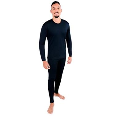 Imagem de Kit Segunda Pele Masculino Frio Intenso Conjunto Com Meia Viagem Moto Inverno Pijama (Preto, 44)