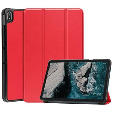 Imagem de Kepuch Couro-PU Capas Bolsas Estojos para Nokia T20 10.4" - Vermelho