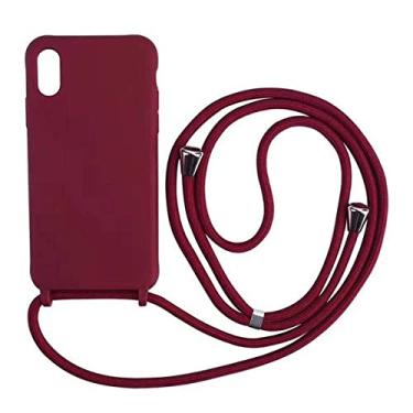 Imagem de Colar de silicone fashion capa de telefone para samsung galaxy s10 plus s20 fe s9 s8 s21 s30 capa de corda de cordão transversal ultra cordão, vinho tinto, para s10 plus