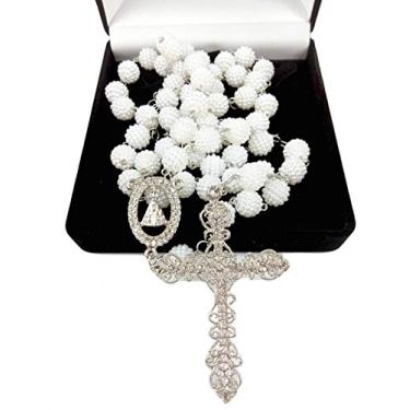 Imagem de Terço De Noiva Prata Perolas Brancas Framboesa