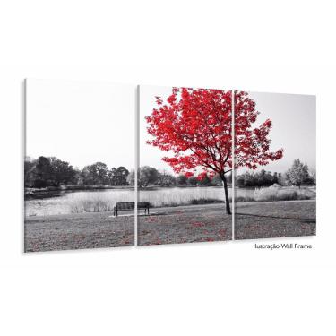 Imagem de Quadros Decorativos Arvore Vermelho Botanico Sala 120x60 3 p