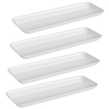 Imagem de Kit 4 Petisqueiras Retangulares Prato De Petisco Coza Grande Preto