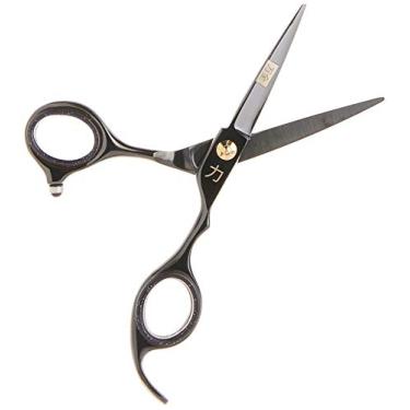 Imagem de ShearsDirect Tesoura japonesa de corte de titânio de aço inoxidável 440c com polegar anatômico, preta, 12,7 cm