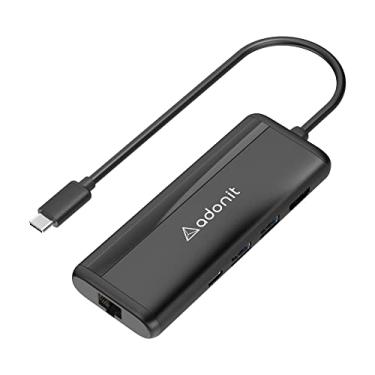 Imagem de Adonit Nest Hub adaptador USB-C 7 em 1, USB-C PD 100W, 4K 60Hz HDMI, 1000Mbps Ethernet, USB-A 3.0 Design fino para MacBook Pro, MacBook Air, preto fosco