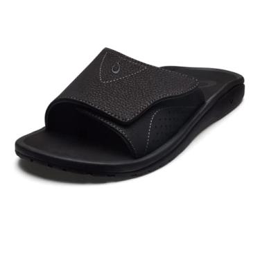 Imagem de OLUKAI Sandália masculina versátil Nalu Slide, alças ajustáveis e impermeáveis, leves e duráveis, conforto e suporte o dia todo, Preto/preto, 45