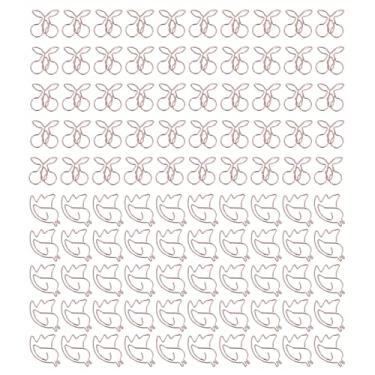 Imagem de 100 pcs clipes de papel de metal, forma de beija-flor cereja pequenos clipes de organização para documentos fotos bilhetes escritório material escolar