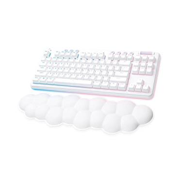 Imagem de Logitech G Teclado mecânico para jogos sem fio 715 com LIGHTSYNC RGB, LightSPEED, Clicky Switches (GX Blue), e apoio de mão para teclado, compatível com PC/Mac - White Mist