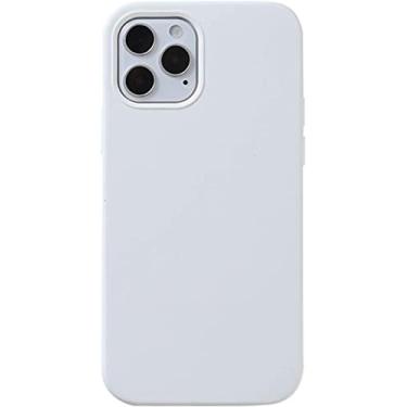 Imagem de HAODEE Capa de silicone líquido compatível com iPhone 12/12Pro 6,1 polegadas, capa ultrafina à prova de choque capa de borracha de gel macio para iPhone 12/12Pro (cor: branco)