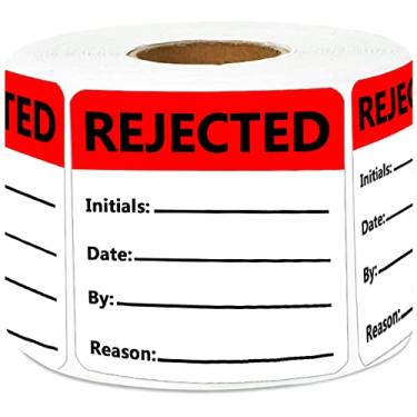 Imagem de Etiquetas rejeitadas, adesivos de inventário rejeitados para verificação de controle de qualidade d【4,5 x 5 polegadas, 500 peças por rolo】
