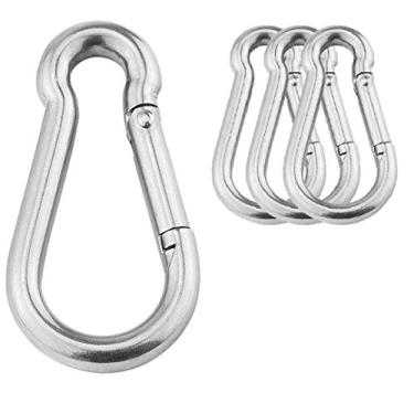 Imagem de 3.1 Inch M8 Stainless Steel Spring Snap Hook, Holds to 396lb/180kg (Max) for Gym,Exercise Machine, Stainless Steel 304 Heavy Duty Clip Keychainr, Set of 4