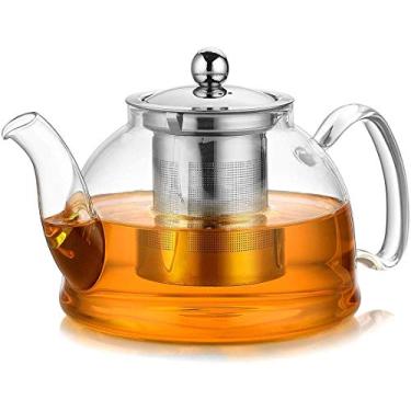 Imagem de Chaleira de vidro Artcome 1050 ml com infusor e tampa de aço inoxidável, panela de chá segura com base plana, bule e bule de folhas soltas, 90 ml