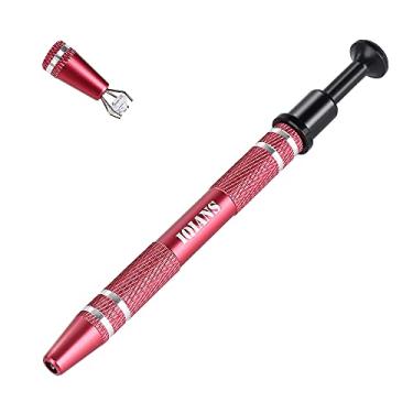 Imagem de IQIANS Diamond Holder Terp Pearl Cotton Claw Grabber Tool Aço Inoxidável 4 Pinos Pick Up Tool Pegador Gem Pinças para Acessórios de Fabricação de Jóias, Chip IC, Componentes Eletrônicos, Pregos Vermelho