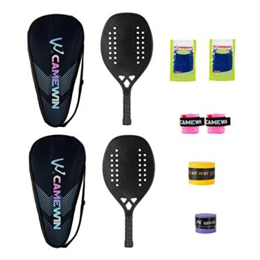 Imagem de Raquete de tênis de praia profissional padel carbono e fibra de vidro raquetes de tênis padel raquetes de rosto macio com bolsas (3K-006)