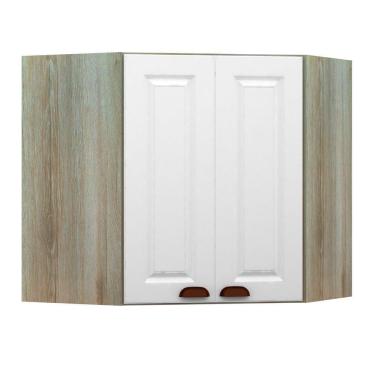 Imagem de Armário Canto Diagonal 2 Portas Legno Crema Com Branco Pet