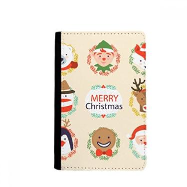 Imagem de Carteira com porta-cartão para passaporte festivo com tema de boneco de neve e círculo feliz Natal, Multicolor