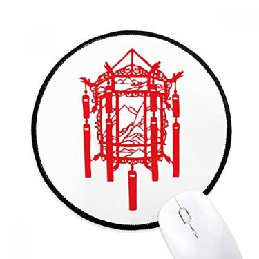 Imagem de Tapete de mouse de corte de papel chinês Lanterna vermelha Tapete redondo para computador