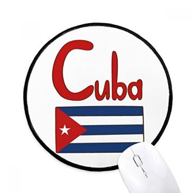 Imagem de Mouse pad com estampa de bandeira nacional de Cuba vermelha e azul para computador