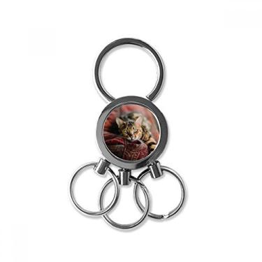 Imagem de Animal olho verde fotografia gato chaveiro de metal de aço inoxidável chaveiro chaveiro de carro clipe presente, Multicolorido.