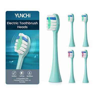 Imagem de Pacote com 5 cabeças de escova de dentes para YUNCHI Y7, cabeças de substituição de escova de dentes elétrica compatível com escova de dentes elétrica YUNCHI Y7 Sonic para adultos e crianças, azul
