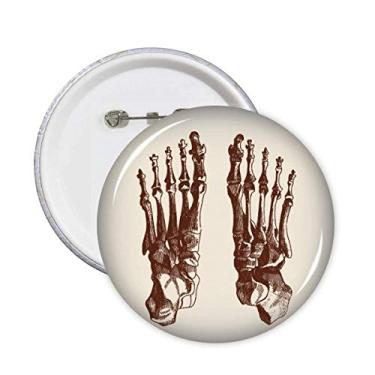 Imagem de Broche redondo de osso do corpo humano para os pés, broches redondos, emblema, acessório, decoração, 5 peças