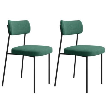 Imagem de Kit 2 Cadeiras Estofadas Milli Veludo 403 F02 Verde