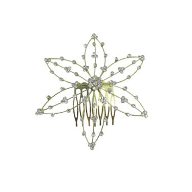 Imagem de Arranjo Pente De Cabelo Sofisticado Strass Luxo Luisa (Dourado)