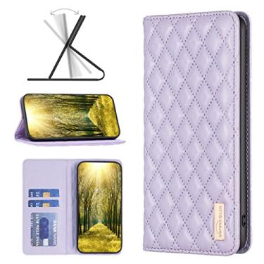 Imagem de Capas de telefone com slots de cartão de luxo Samsung Galaxy A54 5G capa de couro com suporte magnético clipe de carteira de negócios à prova de choque capas para Samsung A54 5G (roxo, Samsung A54 5G)