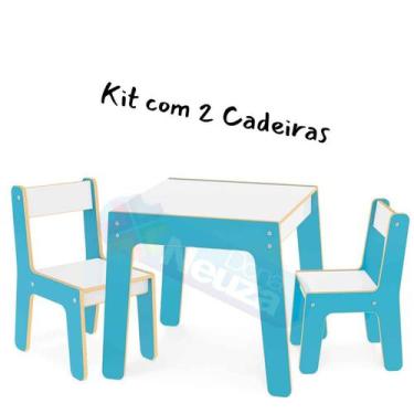 Imagem de Mesa Mesinha Infantil Crianças Com 2 Cadeiras Madeira Mdf 3 Opções Cor