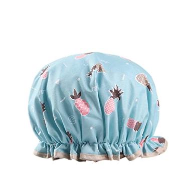 Imagem de Touca De Banho De Banho Chapéu De Banho Com Banda Elástica De Dupla Camada Reutilizável À Prova D'água Para Chuveiro De Salão De Spa