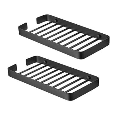 Imagem de KIZQYN Prateleira de banheiro prateleira de chuveiro de parede de banheiro prateleiras de chuveiro de aço inoxidável montado na parede organizador de chuveiro de banheiro à prova de ferrugem, pacote com 2 prateleiras de parede de banheiro (cor: cinza)